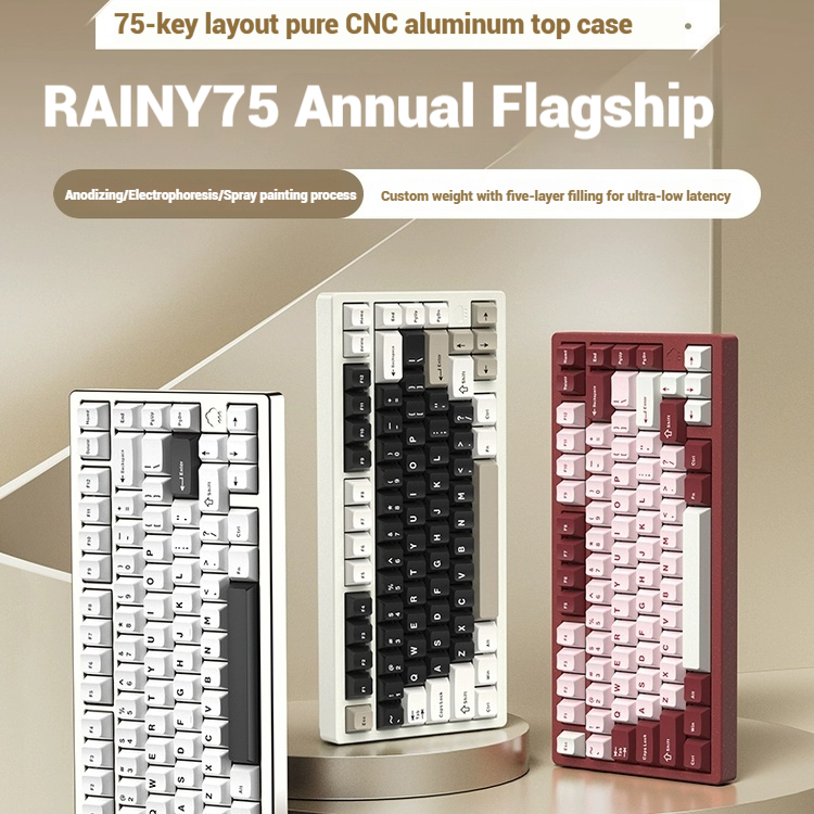Pc Gaming Keyboards - Draadloos Bluetooth RAINY75 aangepast gamingtoetsenbord Aluminium