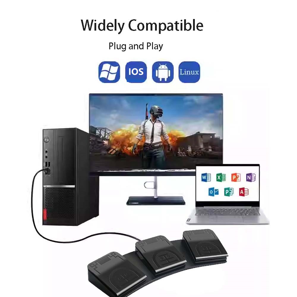 Usb Foot Pedal Gaming - MIDI USB-voetpedaalbedieningsschakelaar PC-gamepad Voorprogrammeerbare toetsenbord-muisadapter Computer